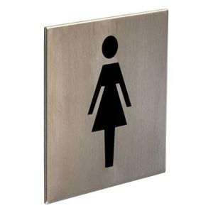 Gedotec Plaque Porte Signalétique Autocollant - Stickers en Acier Inox Imprimé Noir - Panneau pour Toilette, Salle de Bain, Maison, Bureau, Restaurant - Facile à Lire et à Installer – Femme (heimwerkertools, neuf)