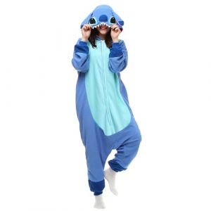 LABULA Unisexe Adulte Grenouillère Anime Cosplay Costume Onesie Jumpsuit Pyjama à Capuche,Stitch-Bleu,L (Haojinhan-EU, neuf)