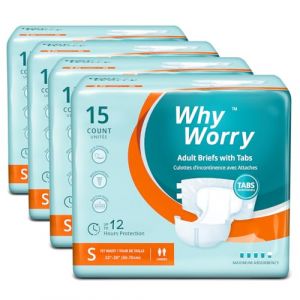 Couches Adultes pour Incontinence Grave, Changes Complets pour Homme et Femme, Culotte Absorbante Jetables pour Fuite Urinaire, Contrôle des Odeurs, Unisexe, Taille S, 60 Unités (4 Lot de 15) (COCO HEALTHCARE, neuf)
