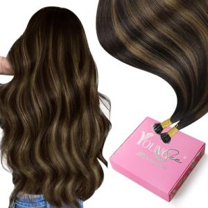 YoungSee Extension Anneaux 45 Cm Anneau Extension a Froid Brun Fonce avec Brun Moyen Balayage Extension à Froid Cheveux 50Brin/50G Nano Ring Extension Cheveux Naturel Balayage à Froid #2/2/6 (YoungSee Europe, neuf)