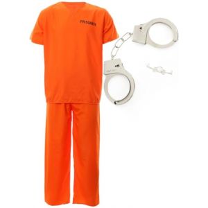 0207VP95CX7 I Love Fancy Dress ILFD4563 D&eacute;guisement de prisonnier + menottes Orange (ILFD GROUP LTD, neuf)
