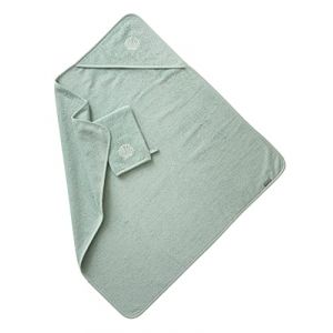 VERTBAUDET Cape de Bain + Gant de Toilette Vert céladon 80X80 (VERTBAUDET, neuf)