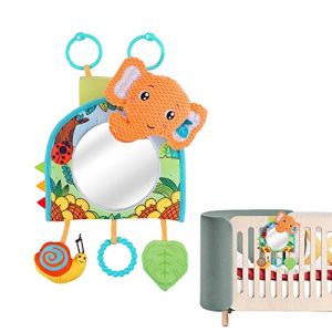 pologmase Jouets de siège d'auto pour bébé - Jouet de voiture avec siège de sécurité et miroir pour bébé,Jouet de siège auto suspendu l'arrière pour bébé, nouveau-né, fille, garçon à (Cameriu, neuf)