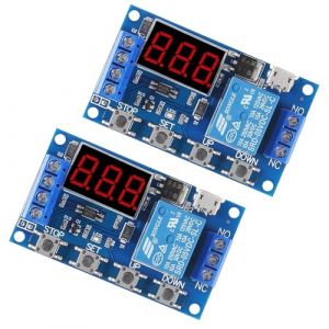 RUNCCI-YUN 2pi&egrave;ces 5V 12V 24V 36V DC Module De Relais Minuterie,Interrupteur de Minuterie &agrave; Retard de Cycle de D&eacute;clenchement Module de Relais Marche/Arr&ecirc;t avec Affichage &agrave; LED,Micro USB 5V (RUNCCI-YUN, neuf)