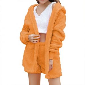 Pyjama Femme en Polaire Hiver 3 Pi&egrave;ces Ensemble de Tricot Chaud Confortable Ensemble de Pyjamas Courts avec Gilet et Short Pyjama Moelleux Grande Taille Pyjama Set Pilou Pilou Cadeaux pour Femme Sexy (dongTER, neuf)