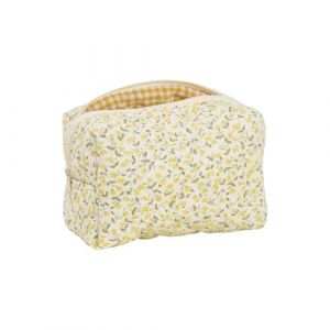 Aikeis trousse de maquillage matelass&eacute;e, &eacute;l&eacute;gante trousse de maquillage florale, mat&eacute;riau en coton doux, beaucoup d'espace pour les pinceaux de maquillage et les outils de beaut&eacute; (jaune), doublure &agrave; c (guangzhoudingxingmaoyi, neuf)