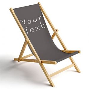 Ferocity Chaise Longue Pliable en Bois Fauteuil de Plage Pliant en hetre Classique Lit de Plage Votre Texte Gris 1 [119] (ferocity-shop, neuf)