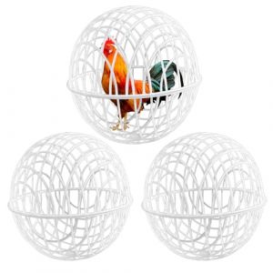 Globes pour Poules d'Ext&eacute;rieur en Libert&eacute; | Boules &agrave; Picorer Mobiles en 3 Pi&egrave;ces pour Poules - Accessoires d'Habitat Avicole pour Parc d'exercice Protection des L&eacute;gumes Jardin Arri&egrave;re-Cour Pr&eacute; (Geowu, neuf)