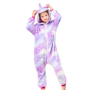 Grenouillère Licorne Douce Pyjama Combinaison Surpyjama pour Enfants (Étoiles Violettes, 4-5 Ans) (Jiahe-US, neuf)
