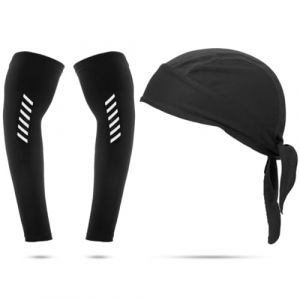 Set de Bandana de Cyclisme et Manchette Bras, Bandana Sous Casque Bonnet Casquette Velo Pirate Manchettes de Bras UV UPF 50 Protection Bonnet de Vélo Sports Manche de Protection Solaire Respirant (zhangjinchengouzhoudianpu, neuf)