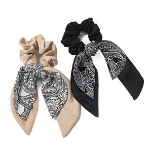 Cheveux Ties Cordes Élastiques 2 Pièces Nœud Foulard En Soie Bandeau Femme Attaché Cheveux Queue De Cheval Cheveux Corde Rétro Anneau De Cheveux Cordes pour Femmes Filles (HKJN Convenience, neuf)