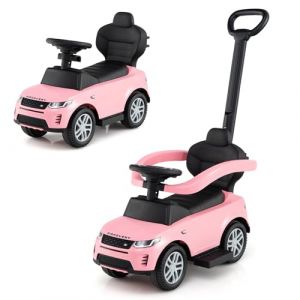 DREAMADE 3 en 1 Porteur Enfants, 12-36 Mois, Voiture à Pousser & Poussette & Trotteur avec Barre de Poussée Amovible, Arceau de Sécurité, Espace de Rangement Caché (Rose) (DREAMADE, neuf)