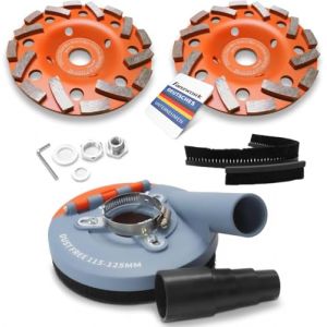 FANZWORK Carter d'aspiration pour meuleuse d'angle avec 2 meules diamantées de 125 mm de qualité professionnelle – Brosses remplaçables – 99% universelles – Bague d'adaptation renforcée (FANZTOOL GmbH, neuf)