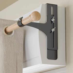 Lot de 2 supports de tringle à rideaux sans perçage, support rideau coffre volet roulant, métallique et durable, Ø20-28 mm, tringle rideau sans perçage coffre volet roulant, noir (Hank Storage, neuf)