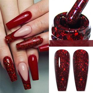 Vernis à ongles gel de 15 ml, rouge scintillant irisé, effet holographique arc-en-ciel, vernis à ongles UV LED Soak Off pour manucure à domicile, manucure de Noël (PALAMEI-UK, neuf)