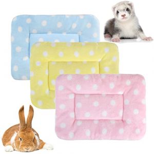 Lot de 3 lits en polaire pour petit animal, chauds et moelleux, tapis de couchage pour chaton, lapin, chinchilla, écureuil, hérisson (taille L : 48 x 30 cm, C) (BundleMall, neuf)