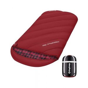 KingCamp Sac de Couchage XXL 3-4 Saisons Flanelle de Coton Extra Large 220x100cm pour Adultes Extrême -10℃ Compact Portable Confortable Professionnel Chaud pour Camping Randonnée Extérieur Intérieur (KingCamp EU, neuf)