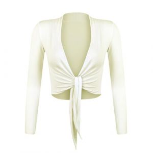Gloop Boléro élégant pour femme - Manches longues - À nouer, 14423.4 Crème, XL (Gloop, neuf)
