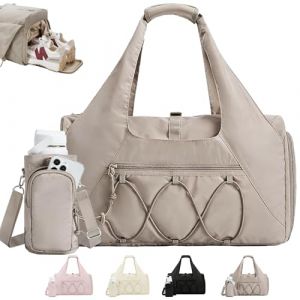 AUNGKWANG Sac de Gym pour Femme, Sac de Voyage L&eacute;ger avec Compartiment &agrave; Chaussures, Compartiment Humide et Sacs de Bouteille d&rsquo;Eau, pour Voyages, Randonn&eacute;e, Natation, Yoga, Weekends (Thriving day by day, neuf)