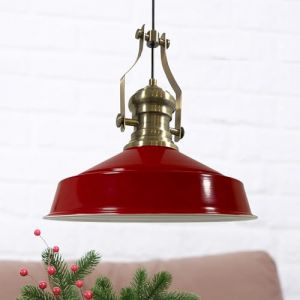 bamyum Asletl Suspension Luminaire Industrielle Rétro en Metal de 41 cm, Lustre de Salon Vintage, Éclairage de Plafond pour Chambre, Cuisine, Lampe Suspendue, Suspension Luminaire Industrielle Rouge (bamyum, neuf)