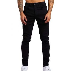 Oanviso Jean Troué Homme Style Hip Hop Détruit Trou Pantalon en Denim Extensible Couleur Unie Jeans Trou Cassé Streetwear Jeans Moulants Trekking Grande Taille A Noir M (Osheoiso Inc., neuf)