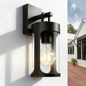 jnr Applique Murale Vintage Exterieur Acier Inoxydable, Lampe Murale Industrielle, Applique Mural R&eacute;tro, Lampe Exterieur Murale, Lampe Murale &eacute;tanche IP54 Avec Ampoule Blanc Chaud 8W 2700K,Noir (JIAYu, neuf)