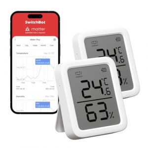 SwitchBot Thermomètre Hygromètre Plus - Thermomètre Numérique Intérieur avec Puce Suisse Précise, Contrôle par l’APP, Thermo-hygromètre pour Maison Chambre Frigo Bureau Cave à Vin?3In Grand Écran(2) (SwitchBot, neuf)