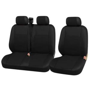 Housses de Si&egrave;ge pour Les Utilitaires Couvre-Si&egrave;ges Avant 2 + 1 en Tissu Rembourr&eacute; Noir pour Fourgon Camionnette Minibus Compatible avec Renault Trafic Master, VW, Mercedes, Peugeot, Ford (JJ AUTOBITS, neuf)