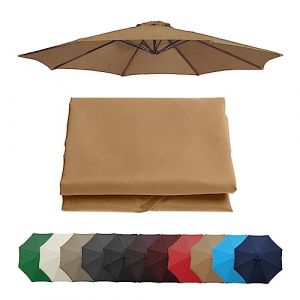 Auvent De Remplacement Pour Parasol 2m/2,7m/3m, 6 Baleines/8 Baleines Toile De Rechange Pour Parasol Déporté, Housse De Rechange Pour Parasol De Jardin Terrasse Plage (auvent Seulement) ( Color : Khak (Xuefuyuan, neuf)