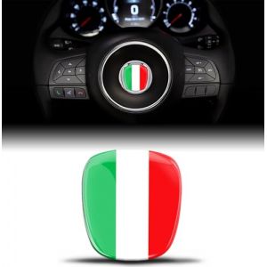 Autocollant 3D en silicone compatible avec Fiat 500 Emblème Volant Badge Accessoires Pièces Décalcomanies Volant Décoration Drapeau Italien VF 8 (SkinoEu®, neuf)