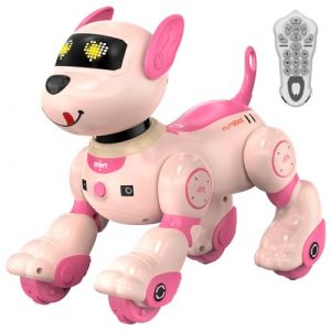 anysun Chien Robot, Jouet Chien Robot Rechargeable, Jouet Programmable avec Fonction Suiveur, Commandes Vocales, Télécommande, Détection Tactile, Cadeau de Noël Idéal pour Les Enfants (Rose) (Surround Path Kft, neuf)