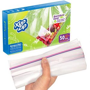 50 Sacs de Cong&eacute;lation Premium par XupZip&trade; | Taille Demi Gallon 2,2L | Sachets Sandwich en Plastique Robuste et R&eacute;utilisable Sans BPA | Sachet Cong&eacute;lateur Facile &agrave; Ouvrir ou Fermer (XupZip, neuf)