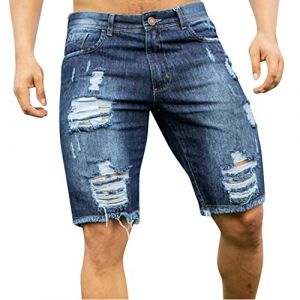 Nouveau Fashion Jean Homme 2022 - Pantalon Trou&eacute; Skinny Slim Droit D&eacute;chir&eacute; Moulant Bootcut Bleu Clair Serr&eacute; Pas Cher (Haoxinkjshop, neuf)