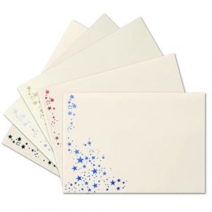 Lot de 25 enveloppes de Noël – Crème – DIN B6 – Avec pluie étoilée colorée – Mélange de couleurs 4 – 5 pièces par couleur – Fermeture humide – 120 x 180 mm (GUSTAV NEUSER GmbH, neuf)