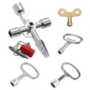 EUYKQNOI 5 Pièces cle passe partout Clé Croisée Multifonction Universelle d'armoire pour Compteurs d'eau,clé purge radiateur,Gaz et d'électricité, Radiateurs, Ascenseurs,clé passe partout (QSDMY, neuf)