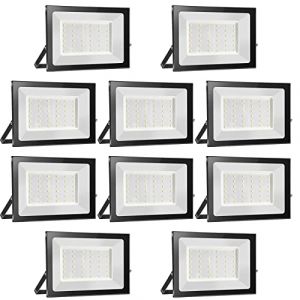 Lot de 10 Projecteur LED 30W 3000LM, 6000K Blanc Froid Super Lumineux Spot Ext&eacute;rieur, Lumi&egrave;re de S&eacute;curit&eacute; IP65 &Eacute;tanche Verre Tremp&eacute; &agrave; Grain Fin, Floodlight pour Entr&eacute;e Terrasse Square Usine (Zoelight, neuf)
