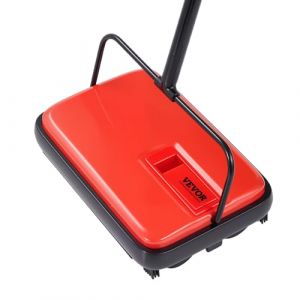 VEVOR Balai Mécanique Largeur de Balayage 170 mm, Balayeuse Manuelle pour Planchers et Tapis avec Bac à Poussière 300 ML Facile à Vider, Nettoyeur de Sols sans Électricité pour Bureau Maison, Rouge (New Clear FR, neuf)