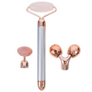 Ipetboom Rouleau de Jade &Eacute;lectrique Visage en Pierre Naturelle B&acirc;ton de Massage Facial Vibrant Kit de Massage pour Soin Anti-&Acirc;ge et Raffermissant Appareil Beaut&eacute; Professionnel et (KinRoZ, neuf)