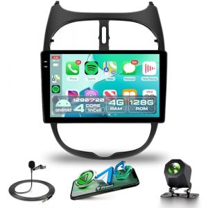 4G+64G Android Autoradio pour Peugeot 206 206CC 206SW 2000-2016 Citroen C2 2002-2010 9 Pouces Incell &Eacute;cran Autoradio Sans Fil Carplay Android Auto GPS Navi WiFi Bluetooth FM/RDS EQ/SWC Cam&eacute;ra de Recul (Rimoody Direct, neuf)