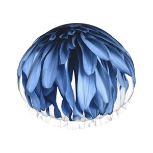 Bleu Dahlia Fleur Engrenages Horloge Bronze Century Imprimé Bonnets De Douche Pour Femmes Bonnets De Bain Élastiques Réutilisables Double Imperméable Chapeau De Douche De Bain (HeZhaGou, neuf)