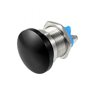 QUARKZMAN 19 mm Momentané Poussoir Bouton Interrupteur Métal Bouton A-C/DC 12V-250V Noir (QUARKZMAN, neuf)