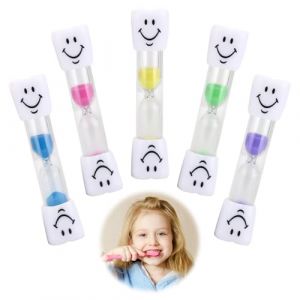 5 Pcs Sabliers Souriants pour Enfants,Sablier Brossage Dents Enfant Multicolore,Minuteur Brossage Dents Enfant De 3 Minutes,Sablier Amusant pour Le Brossage des Dents,pour Soins Dentaires des Enfants (JingXuan-shop, neuf)