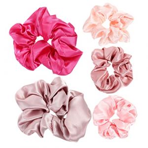 VICASKY 5 Pièces élastique à cheveux en satin enveloppement de cheveux en soie pour dormir faire la fête anneau Cordes à cheveux corde à cheveux satin de soie (Micanties, neuf)