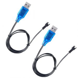 2 Pi&egrave;ces SM-2P Chargeur Batterie Lipo 3.7v C&acirc;ble de Charge USB, Cable Batterie Voiture, RC C&acirc;ble de Charge USB 3,7V pour Batterie Lithium Voiture RC Drone T&eacute;l&eacute;command&eacute;e et Autres Jouets T&eacute;l&eacute;command&eacute;s (FuQuSheng, neuf)