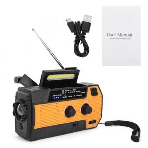 VISLONE Radio d'urgence,Radio Solaire AM/FM avec Dynamo à manivelle, Chargeur USB Rechargeable 4000 mAh, Alarme SOS et Lampe Torche LED, idéale pour la Maison, Le Camping et la randonnée (ZHengHUiXin, neuf)