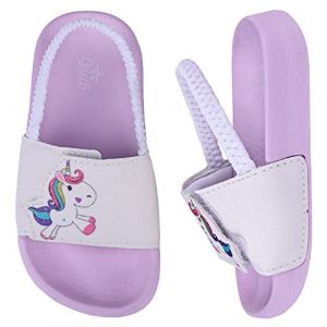 Dream QuanZhou Pantoufles de Plage Filles Été Confortable Claquette de Piscine Enfant Bain Pantoufles de Douche Antidérapant Sandales 22 Blanc Violet (yingkedianzi, neuf)