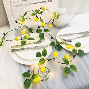 Riaxuebiy Guirlande Lumineuse de Citron Artificielles, Fleurs Blanc Guirlande de Fruits,à Piles Lumière de Vigne Féerique pour Chambre Saint Valentin Mariage Fête Décoration (B-Baies Bleu, 2) (Riaxuebiy, neuf)