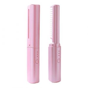 Lisseur à cheveux sans fil portable pour Mini lisseur Lisseur sans fil Curling et Lisseur à cheveux USB portable rechargeable 2 en 1 (1 PC) Cheveux Frisés (B, One Size) (Cinzer, neuf)