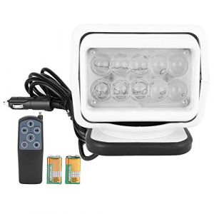Projecteur LED, projecteur de voiture t&eacute;l&eacute;command&eacute; 12V 50W, projecteur de travail rotatif &agrave; 360 degr&eacute;s &eacute;tanche IP56, &eacute;clairage longue port&eacute;e avec base magn&eacute;tique pour camions, navires, excavatrices (Neelid, neuf)
