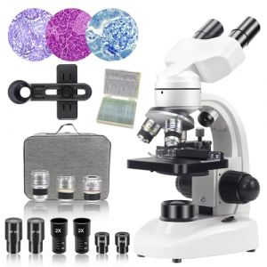 Microscope binoculaire compos&eacute; 40X-2000X, WF10X WF25X avec Lames de Microscope (30 pi&egrave;ces),Platine M&eacute;canique, pour l&rsquo;&eacute;cole, Le Laboratoire, l&rsquo;&eacute;ducation &agrave; Domicile pour Les &eacute;tudiants Adultes (Esoldnic-EU, neuf)